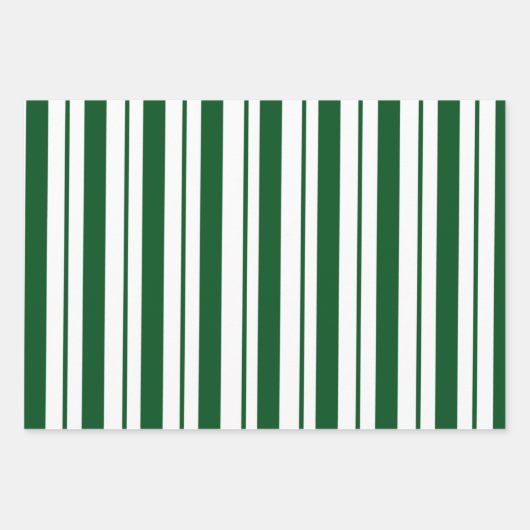 Groene en witte Candy Cane Stripes Inpakpapier Vel (Voorkant 3)