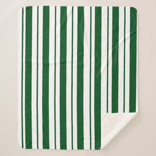 Groene en witte Candy Cane Stripes Sherpa Deken (Voorkant)