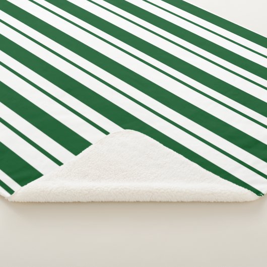 Groene en witte Candy Cane Stripes Sherpa Deken (3/4)