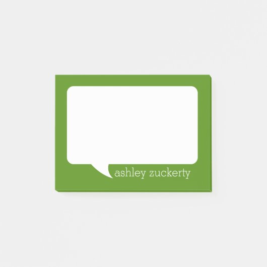 Groene en Witte Cartoon Bubble met naam Post-it® Notes (Voorkant)