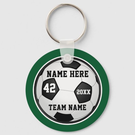 Groene en Witte Cheap Soccer Gifts, op maat gemaak Sleutelhanger (Voorkant)