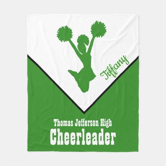 Groene en Witte Cheerleader Fleece Blanket (Voorkant)