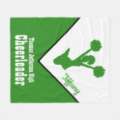 Groene en Witte Cheerleader Fleece Blanket (Voorkant (Horizontaal))