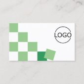 Groene en Witte Chessboard Modern met Logo Cool Visitekaartje (Voorkant)