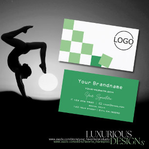 Groene en Witte Chessboard Modern met Logo Cool Visitekaartje
