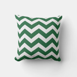 Groene en witte Chevron Stripes Kussen