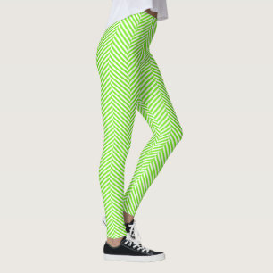 Groene en witte chevron visgraatstijl Leggings