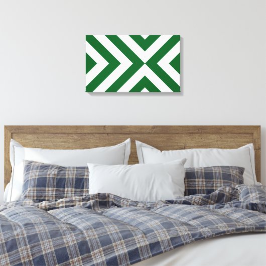 Groene en Witte Chevrons Canvas Afdruk (Insitu (Slaapkamer))
