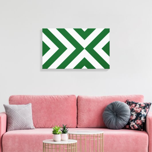 Groene en Witte Chevrons Canvas Afdruk (Insitu (Woonkamer))