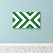 Groene en Witte Chevrons Canvas Afdruk (Insitu (Houten vloer))