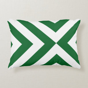 Groene en Witte Chevrons Decoratief Kussen