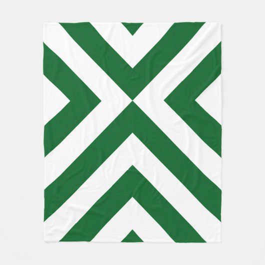 Groene en Witte Chevrons Fleece Deken (Voorkant)