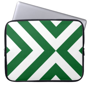 Groene en Witte Chevrons Laptop Sleeve