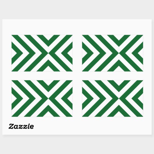 Groene en Witte Chevrons Rechthoekige Sticker (Vel)