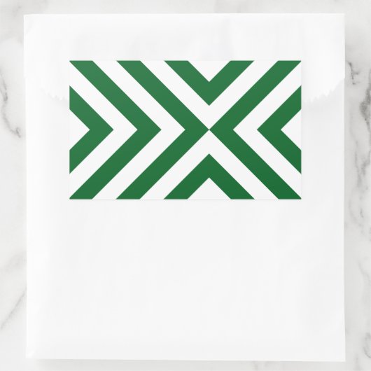 Groene en Witte Chevrons Rechthoekige Sticker (Tas)