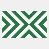 Groene en Witte Chevrons Rechthoekige Sticker (Voorkant)