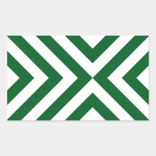Groene en Witte Chevrons Rechthoekige Sticker (Voorkant)