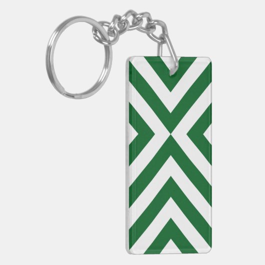 Groene en Witte Chevrons Sleutelhanger (Voorkant Links)