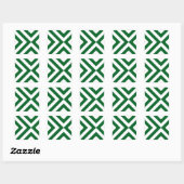 Groene en Witte Chevrons Vierkante Sticker (Vel)