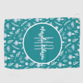 GROENE EN WITTE CHRISTMAS-ORNAMENS AANGEPASTE MONO GOLFHANDDOEK (Horizontaal)