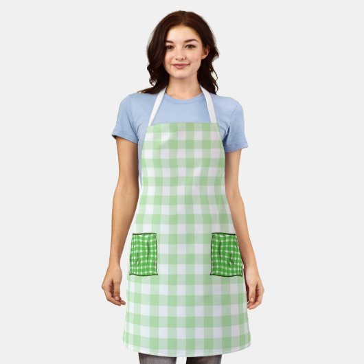 Groene en witte controles schort (Gedragen)