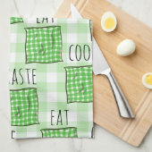 Groene en witte controles theedoek (Quarter Fold)