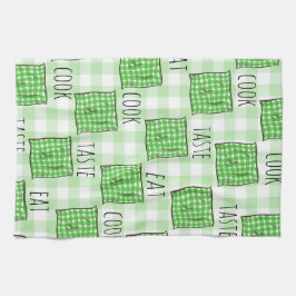 Groene en witte controles theedoek