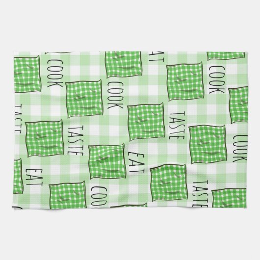 Groene en witte controles theedoek (Horizontaal)