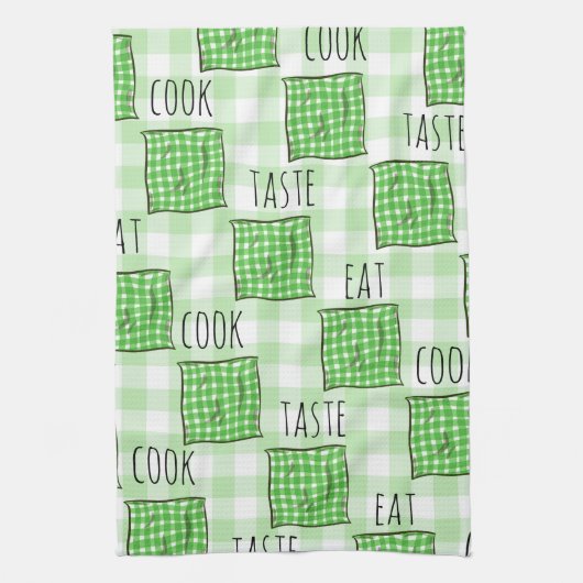 Groene en witte controles theedoek (Verticaal)