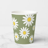 Groene en Witte Daisy Papieren Bekers (Achterkant)
