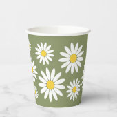 Groene en Witte Daisy Papieren Bekers (Links)