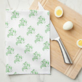 Groene en Witte Dala Horses Keukenhanddoeken (Quarter Fold)