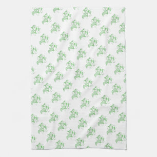 Groene en Witte Dala Horses Keukenhanddoeken