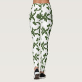 Groene en witte Damask met shamrocks Leggings (Achterkant)