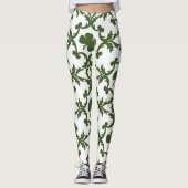 Groene en witte Damask met shamrocks Leggings (Voorkant)