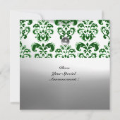 GROENE EN WITTE DAMASTEN EDELSTEEN MONOGRAM KAART (Achterkant)