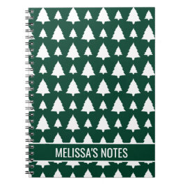 Groene en witte dennenboom kerstboom patroon & tek notitieboek