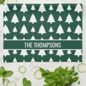 Groene en witte dennenboom kerstboom patroon & tek theedoek (Gevouwen)