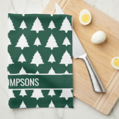 Groene en witte dennenboom kerstboom patroon & tek theedoek (Quarter Fold)