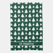 Groene en witte dennenboom kerstboom patroon & tek theedoek (Verticaal)