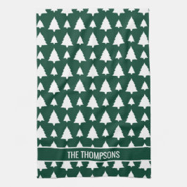 Groene en witte dennenboom kerstboom patroon & tek theedoek