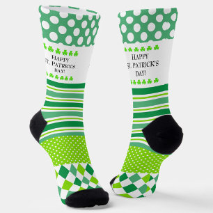Groene en Witte Dolle Patronen Sokken