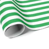 Groene en witte  dunne strepen cadeaupapier (Rol Hoek)
