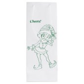 Groene en witte elfen "Proost!" Wine Gift Bag Wijn Cadeautas (Achterkant)