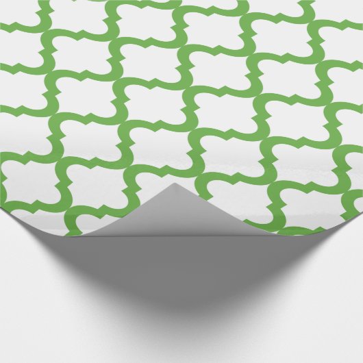 Groene en witte feestdag Marokkaanse Quatrefoil Cadeaupapier (Hoek)