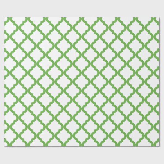 Groene en witte feestdag Marokkaanse Quatrefoil Cadeaupapier (Vlak)