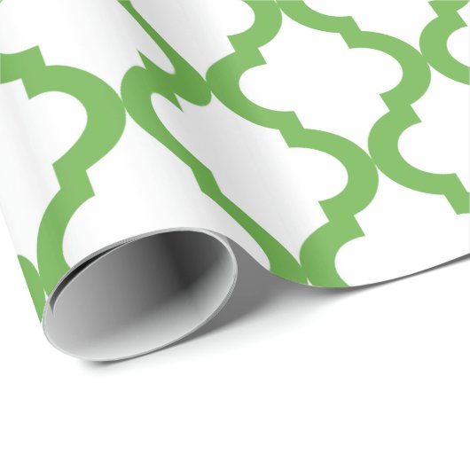 Groene en witte feestdag Marokkaanse Quatrefoil Cadeaupapier (Rol Hoek)