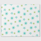 Groene en witte feestelijke sterren Moderne Kerstm Cadeaupapier (Vlak)