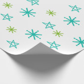 Groene en witte feestelijke sterren Moderne Kerstm Cadeaupapier (Hoek)