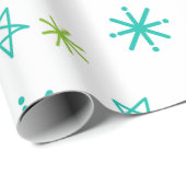 Groene en witte feestelijke sterren Moderne Kerstm Cadeaupapier (Rol Hoek)